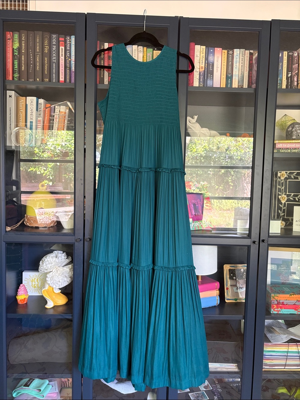 Ann Taylor Teal Sleeveless Tiered Maxi Dress